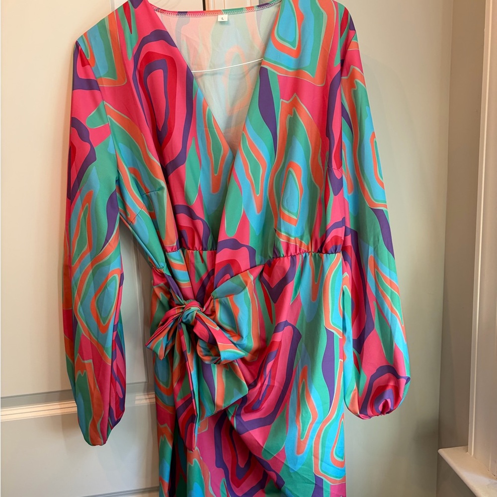 Vibrant Multicolor Wrap Mini Dress